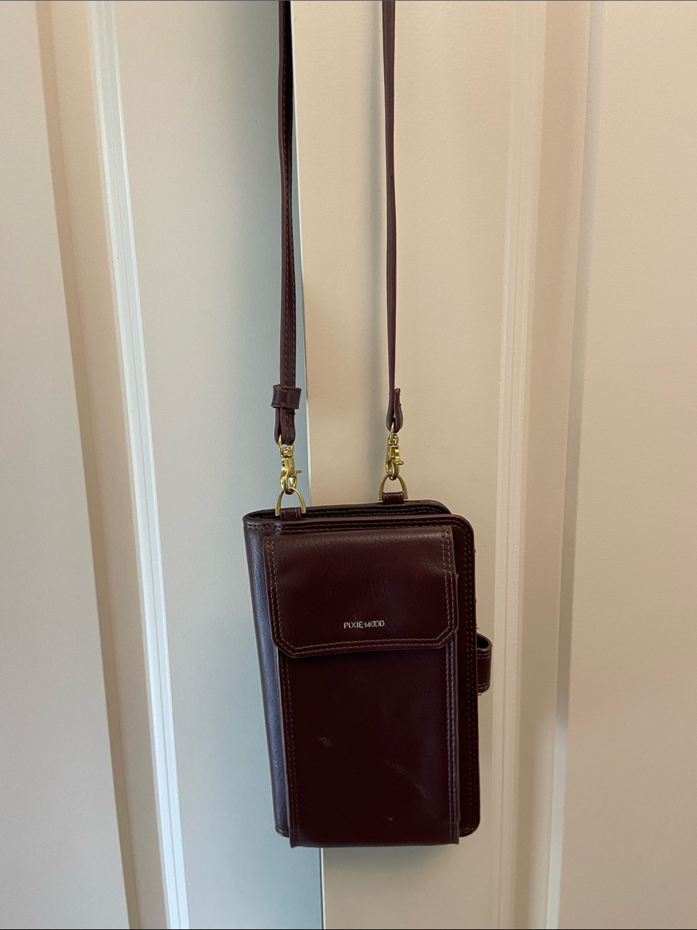 Pixie Mood Dark Brown Vegan Leather Crossbody Phone Pouch